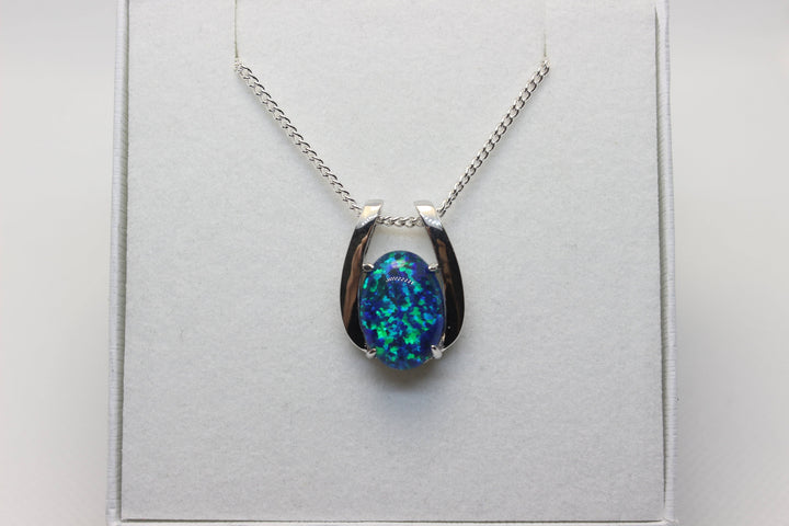 Australian Triplet Opal Pendant in Sterling Silver Large Setting 10x14mm Pendant Australian Opal House 