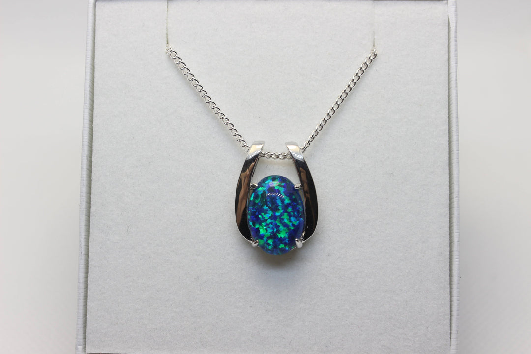 Australian Triplet Opal Pendant in Sterling Silver Large Setting 10x14mm Pendant Australian Opal House 