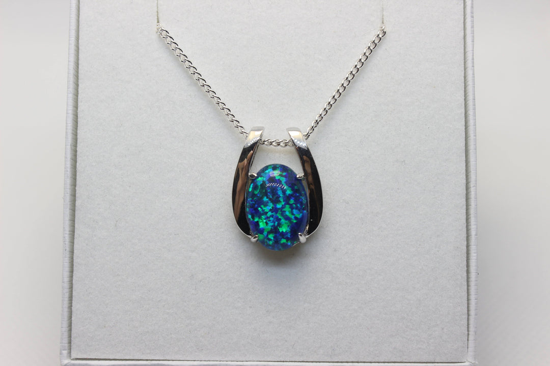 Australian Triplet Opal Pendant in Sterling Silver Large Setting 10x14mm Pendant Australian Opal House 