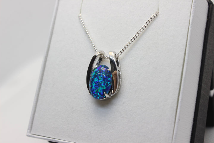 Australian Triplet Opal Pendant in Sterling Silver Large Setting 10x14mm Pendant Australian Opal House 