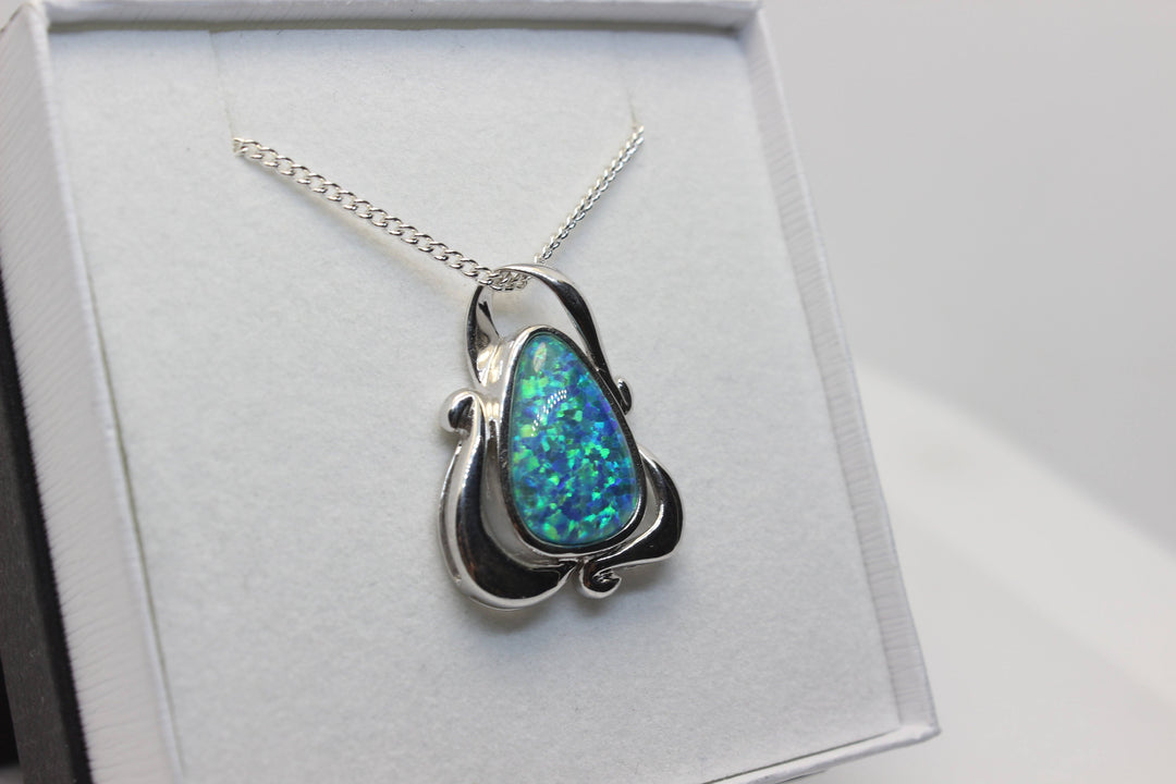 Australian Triplet Opal Pendant in Sterling Silver Large Setting Pendant Australian Opal House 