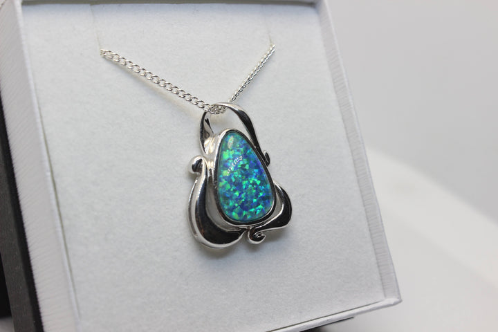 Australian Triplet Opal Pendant in Sterling Silver Large Setting Pendant Australian Opal House 