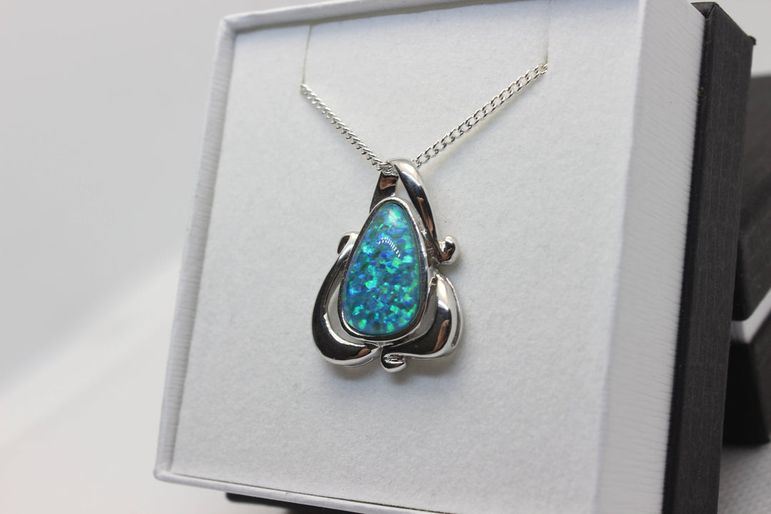 Australian Triplet Opal Pendant in Sterling Silver Large Setting Pendant Australian Opal House 