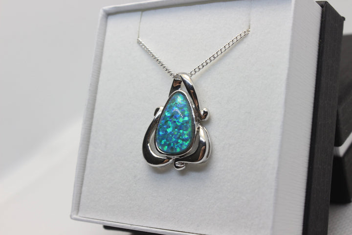 Australian Triplet Opal Pendant in Sterling Silver Large Setting Pendant Australian Opal House 