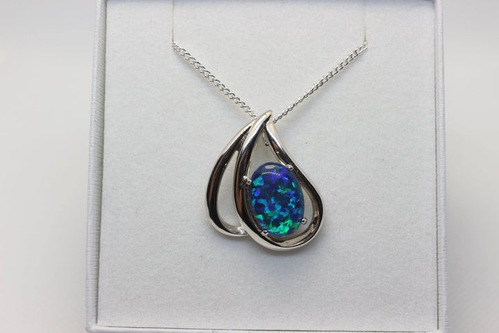 Australian Triplet Opal Pendant in Sterling Silver Large Setting 10x14mm Pendant Australian Opal House 