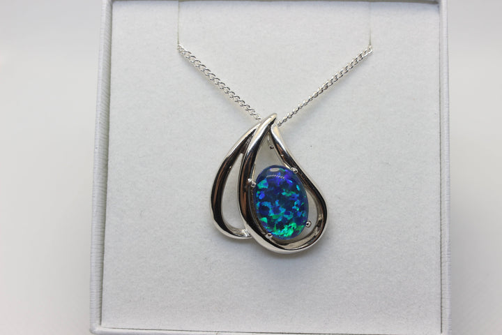 Australian Triplet Opal Pendant in Sterling Silver Large Setting 10x14mm Pendant Australian Opal House 