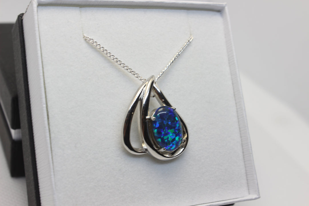 Australian Triplet Opal Pendant in Sterling Silver Large Setting 10x14mm Pendant Australian Opal House 