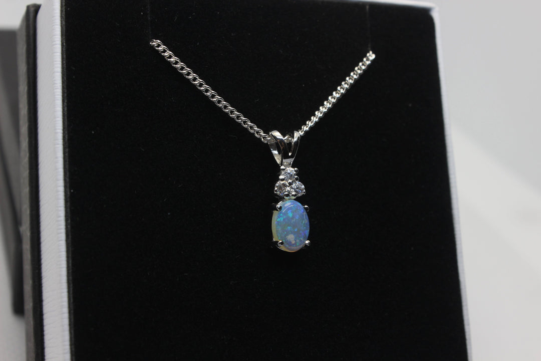 Australian Natural Solid Crystal Opal Pendant Sterling Silver Setting Pendant Australian Opal House 