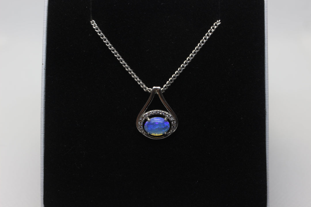 Australian Natural Solid Crystal Opal Pendant Sterling Silver Setting Pendant Australian Opal House 