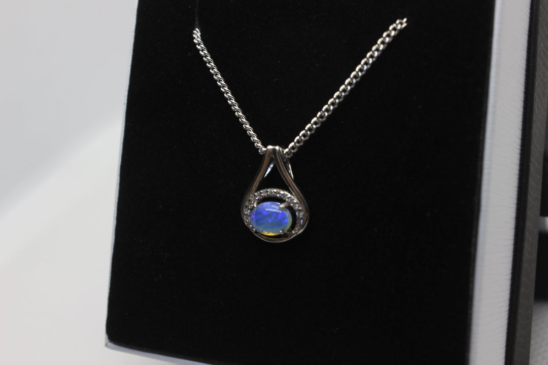 Australian Natural Solid Crystal Opal Pendant Sterling Silver Setting Pendant Australian Opal House 