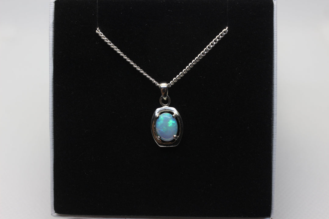 Australian Natural Solid Crystal Opal Pendant Sterling Silver Setting Pendant Australian Opal House 