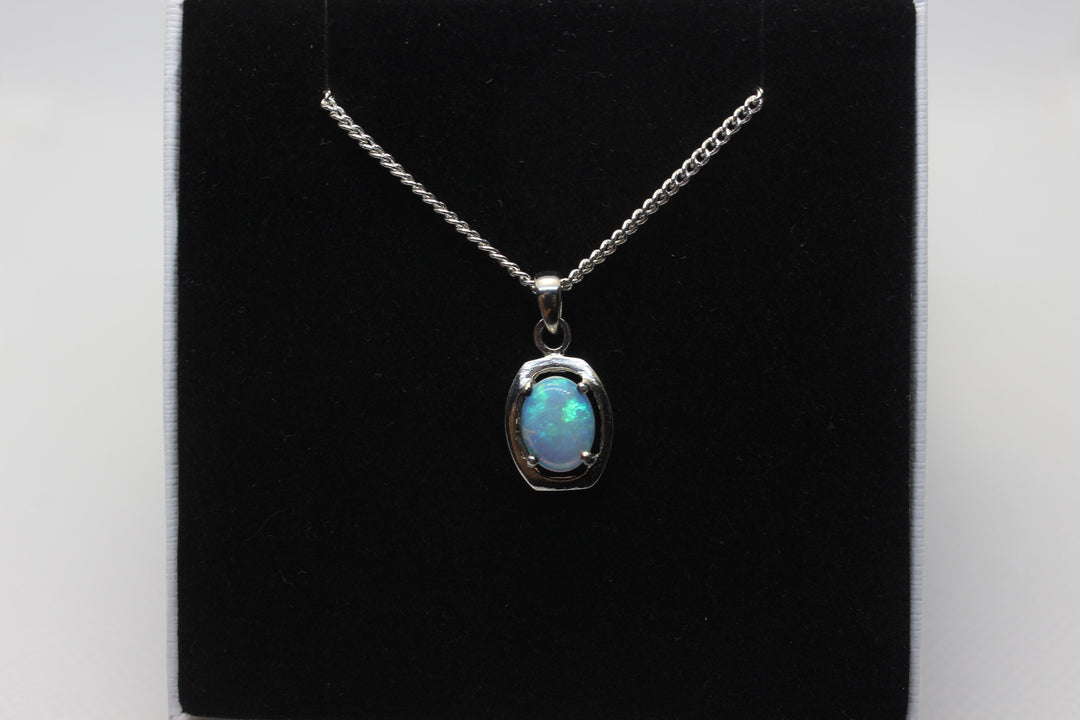 Australian Natural Solid Crystal Opal Pendant Sterling Silver Setting Pendant Australian Opal House 