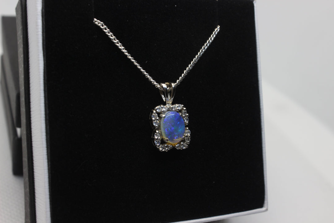 Australian Natural Solid Crystal Opal Pendant Sterling Silver Setting Pendant Australian Opal House 