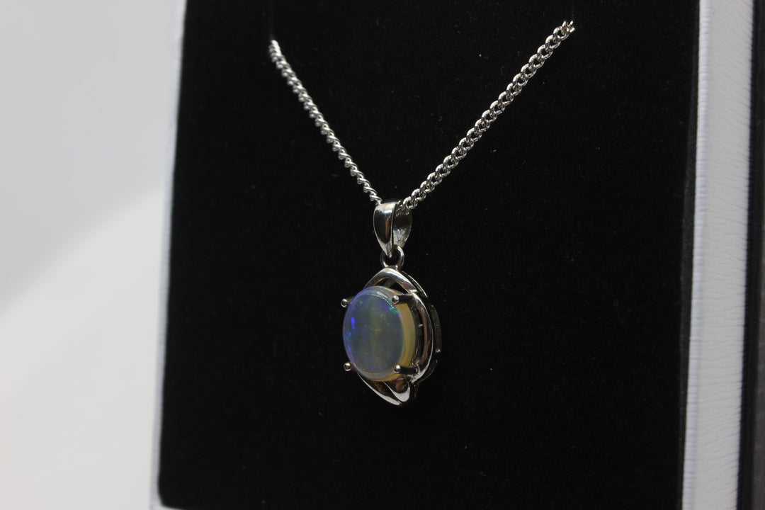 Australian Natural Solid Crystal Opal Pendant Sterling Silver Setting Pendant Australian Opal House 