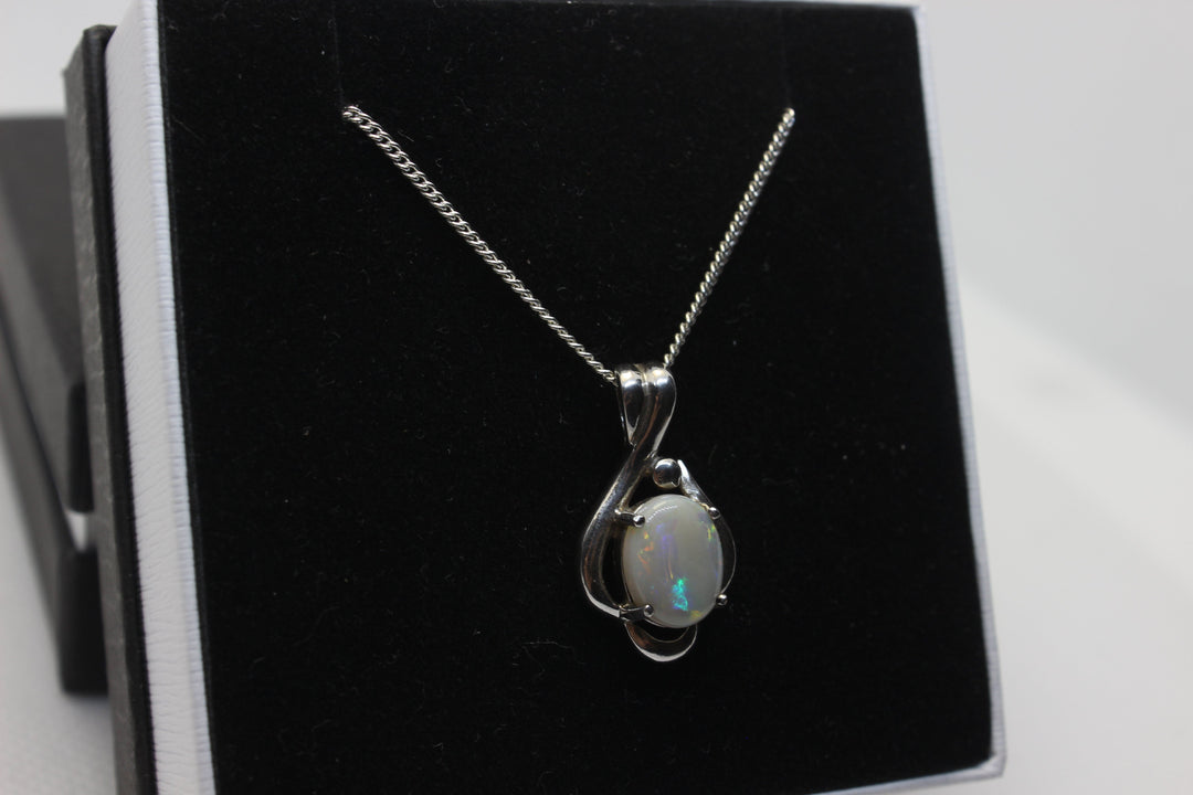 Australian Natural Solid Crystal Opal Pendant Sterling Silver Setting Pendant Australian Opal House 