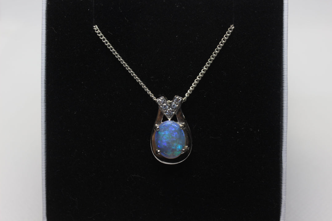 Australian Natural Solid Crystal Opal Pendant Sterling Silver Setting Pendant Australian Opal House 