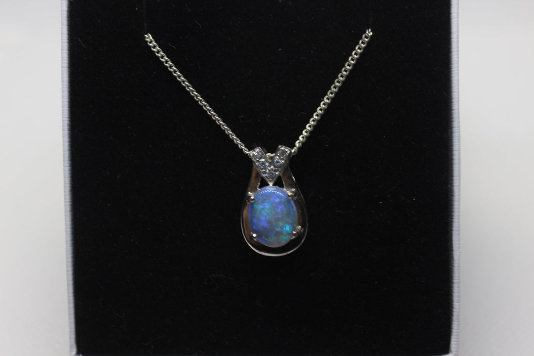 Australian Natural Solid Crystal Opal Pendant Sterling Silver Setting Pendant Australian Opal House 