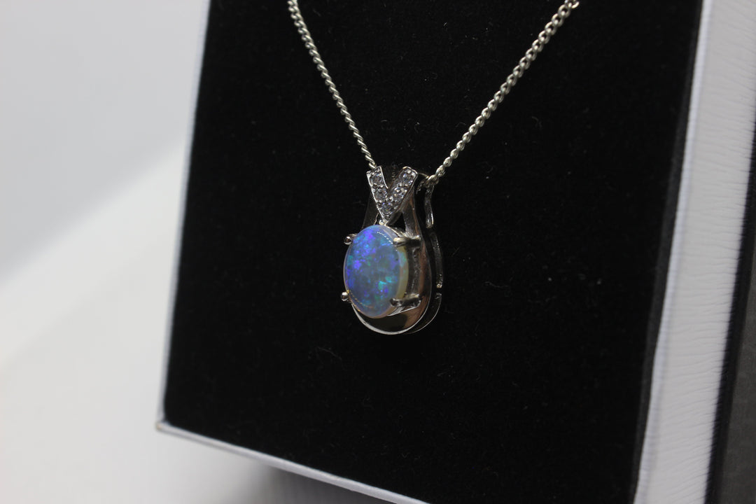 Australian Natural Solid Crystal Opal Pendant Sterling Silver Setting Pendant Australian Opal House 