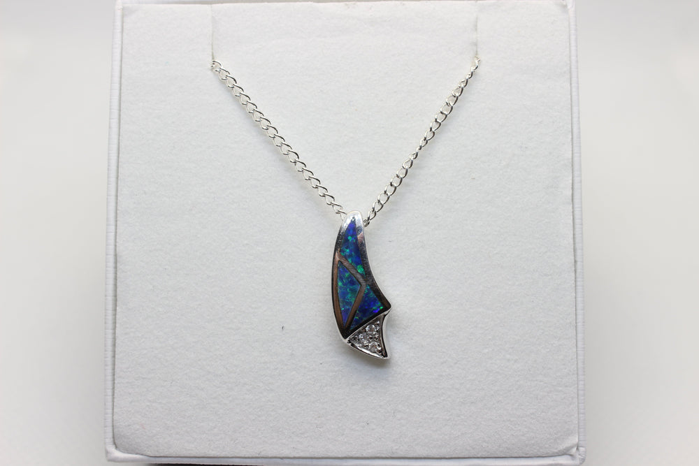 Australian Solid Inlaid Opal Pendant 14ct White Gold Setting Butterfly Pendant Australian Opal House 