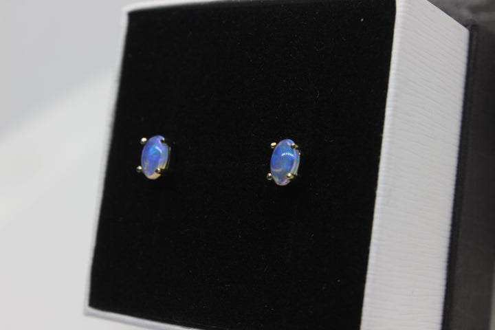 Australian Natural Solid Opal Earrings 14K Yellow Gold Earrings Australian Opal House 