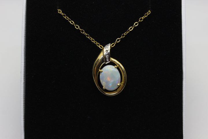 Australian Natural Solid Fire Opal Pendant in 18k Yellow Gold Setting with Diamonds Pendant Australian Opal House 