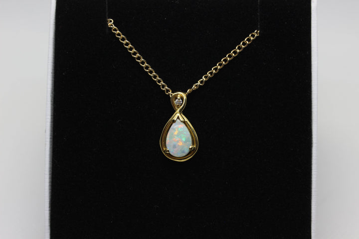 Australian Natural Solid Fire Opal Pendant in 18k Yellow Gold Setting with Diamond Pendant Australian Opal House 