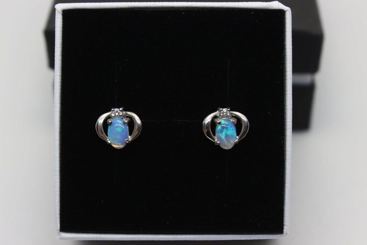 Australian Natural Solid Crystal Opal Earrings Sterling Silver Setting Earrings Australian Opal House 