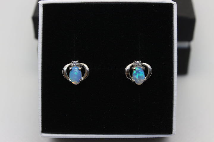 Australian Natural Solid Crystal Opal Earrings Sterling Silver Setting Earrings Australian Opal House 