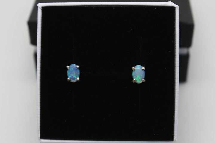 Australian Natural Solid Crystal Opal Earrings Sterling Silver Setting Earrings Australian Opal House 