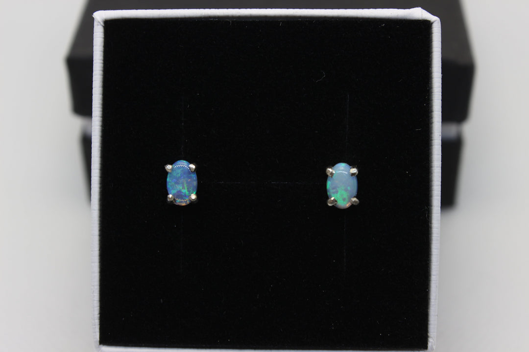 Australian Natural Solid Crystal Opal Earrings Sterling Silver Setting Earrings Australian Opal House 