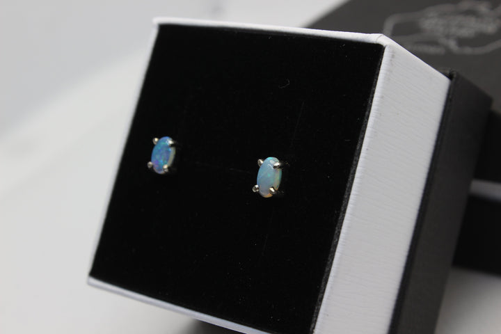 Australian Natural Solid Crystal Opal Earrings Sterling Silver Setting Earrings Australian Opal House 