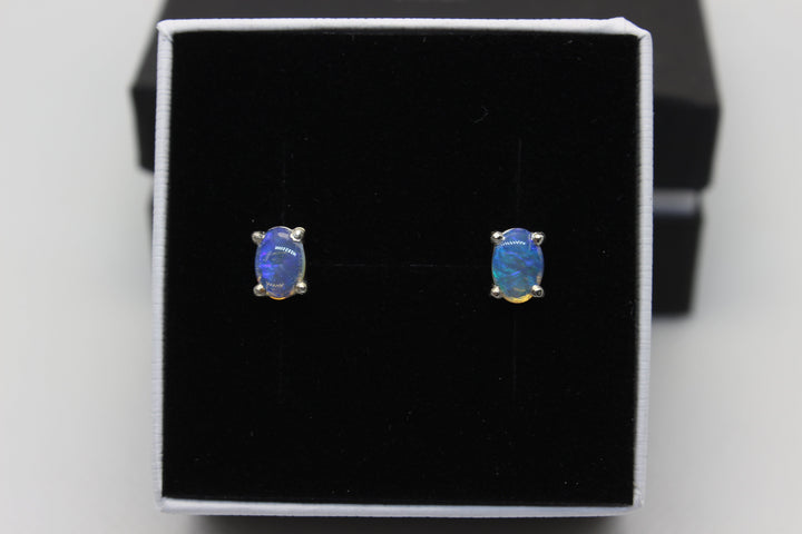 Australian Natural Solid Crystal Opal Earrings Sterling Silver Setting Earrings Australian Opal House 