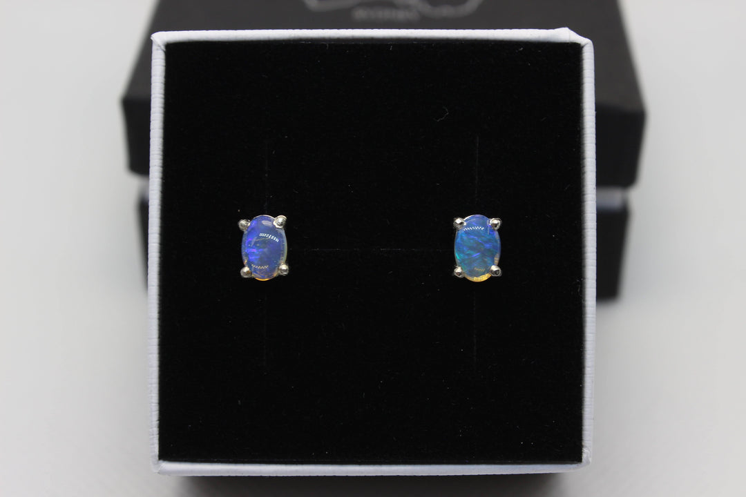 Australian Natural Solid Crystal Opal Earrings Sterling Silver Setting Earrings Australian Opal House 