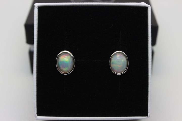 Australian Natural Solid Crystal Fire Opal Earrings Sterling Silver Setting Earrings Australian Opal House 