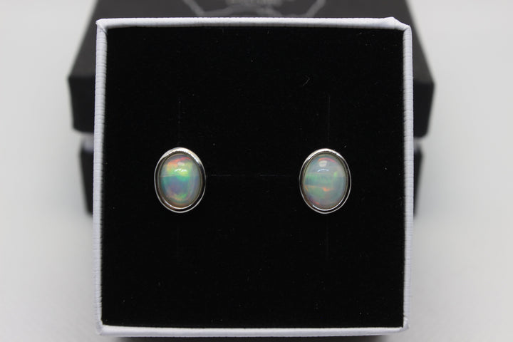 Australian Natural Solid Crystal Fire Opal Earrings Sterling Silver Setting Earrings Australian Opal House 