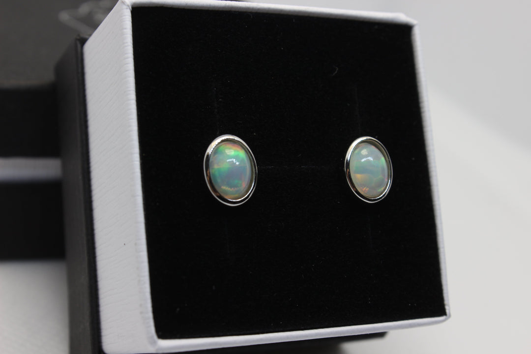 Australian Natural Solid Crystal Fire Opal Earrings Sterling Silver Setting Earrings Australian Opal House 