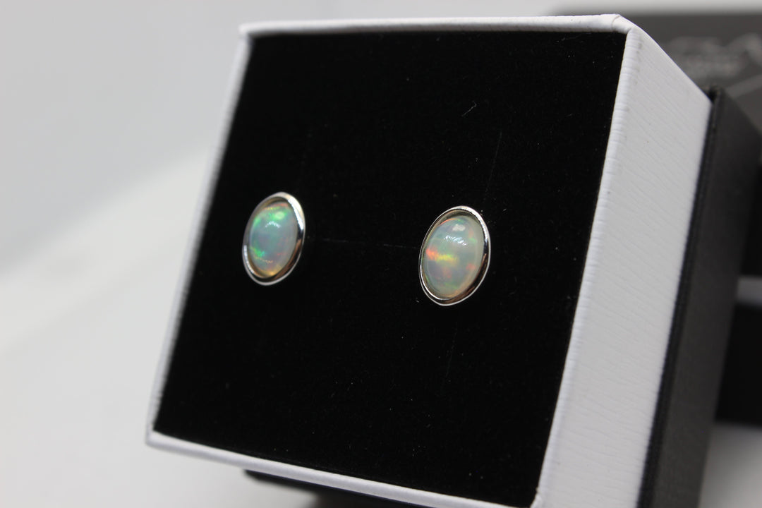 Australian Natural Solid Crystal Fire Opal Earrings Sterling Silver Setting Earrings Australian Opal House 