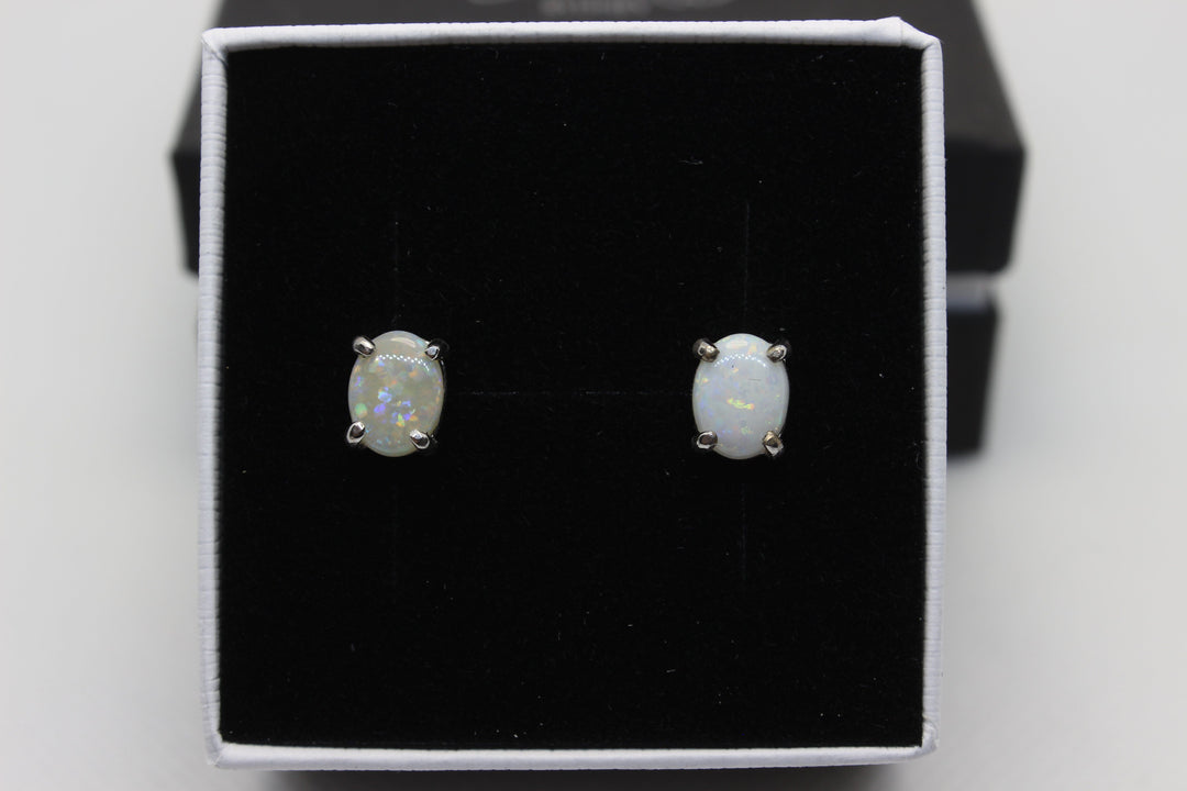 Australian Natural Solid Crystal Opal Earrings Sterling Silver Setting Earrings Australian Opal House 