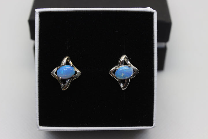 Australian Natural Solid Crystal Opal Earrings Sterling Silver Setting Earrings Australian Opal House 