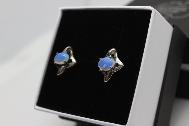 Australian Natural Solid Crystal Opal Earrings Sterling Silver Setting Earrings Australian Opal House 