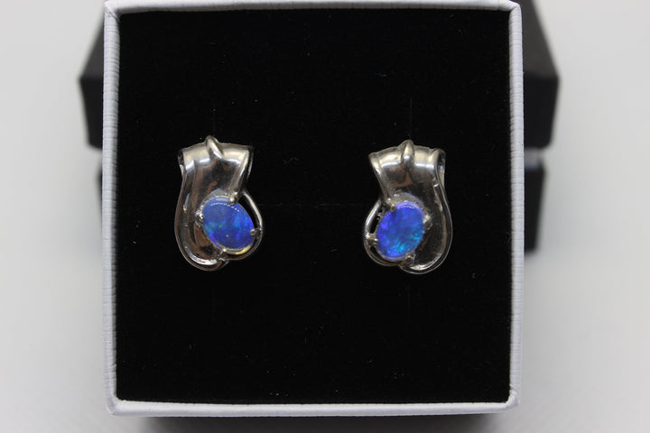 Australian Natural Solid Crystal Opal Earrings Sterling Silver Setting Earrings Australian Opal House 