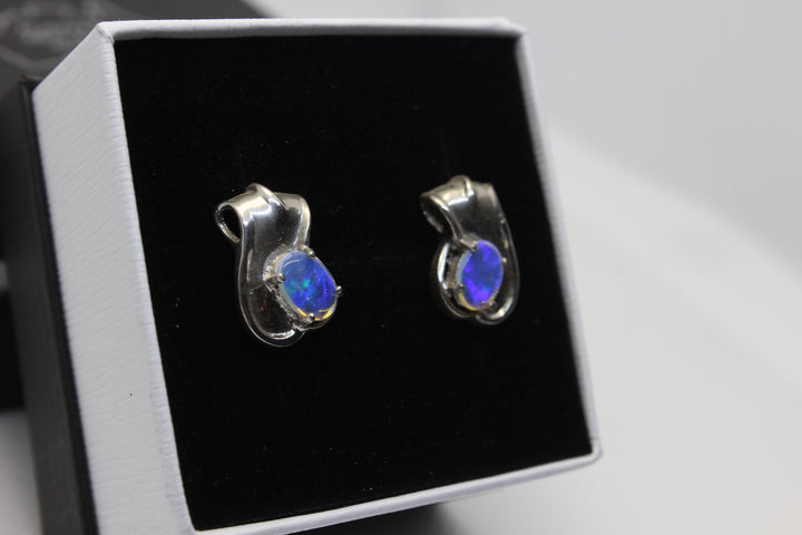 Australian Natural Solid Crystal Opal Earrings Sterling Silver Setting Earrings Australian Opal House 