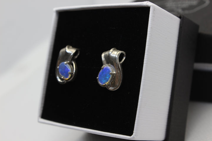 Australian Natural Solid Crystal Opal Earrings Sterling Silver Setting Earrings Australian Opal House 