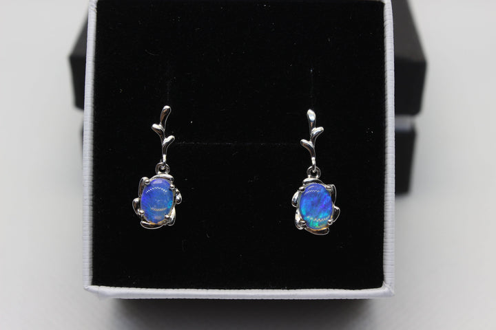 Australian Natural Solid Crystal Opal Hanging Earrings Sterling Silver Setting Earrings Australian Opal House 