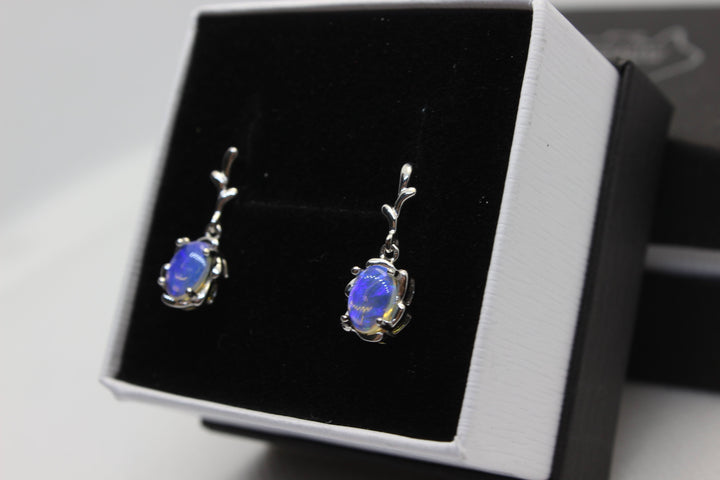 Australian Natural Solid Crystal Opal Hanging Earrings Sterling Silver Setting Earrings Australian Opal House 