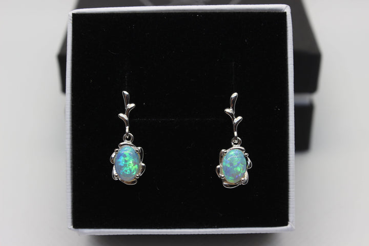 Australian Natural Solid Crystal Opal Hanging Earrings Sterling Silver Setting Earrings Australian Opal House 