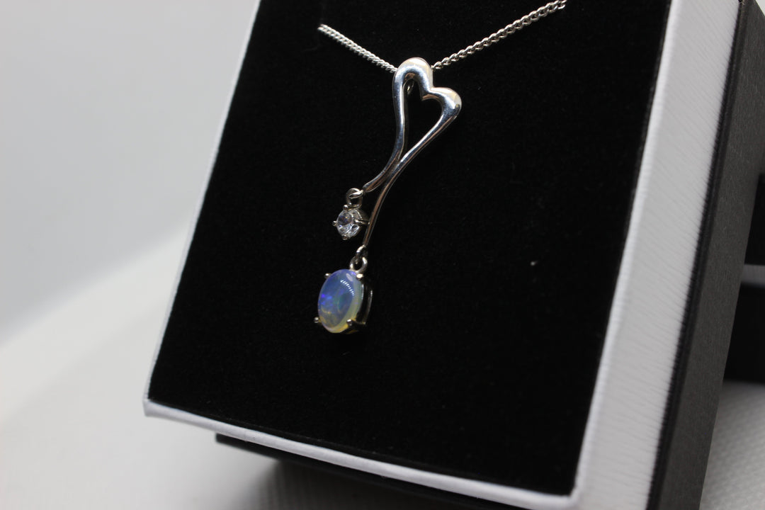 Australian Natural Solid Crystal Opal Pendant Sterling Silver Setting Pendant Australian Opal House 