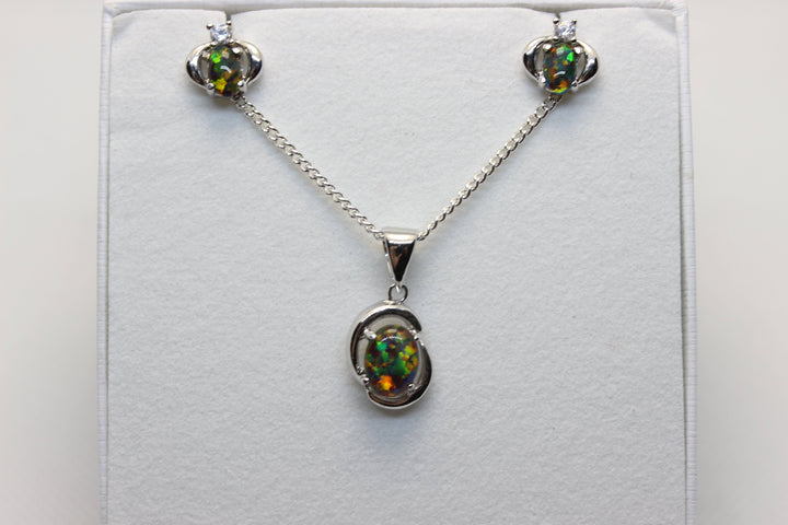 Australian Triplet Opal Set in Sterling Silver Setting Set Australian Opal House 