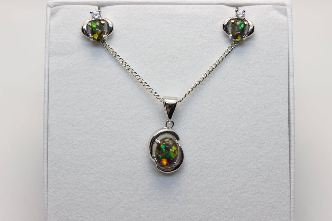 Australian Triplet Opal Set in Sterling Silver Setting Set Australian Opal House 