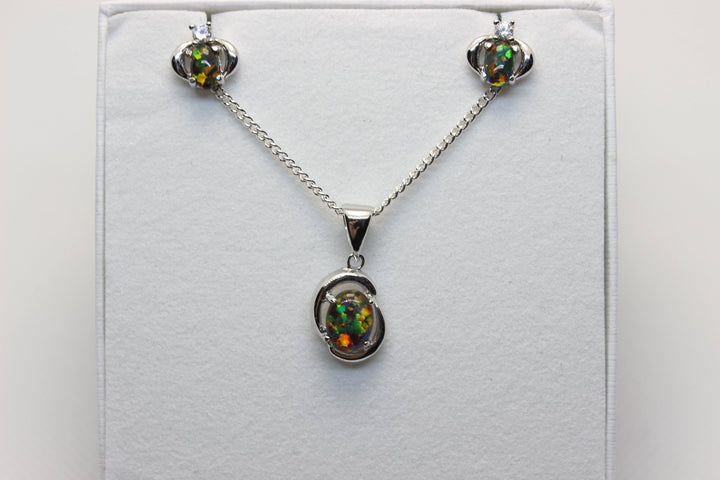 Australian Triplet Opal Set in Sterling Silver Setting Set Australian Opal House 